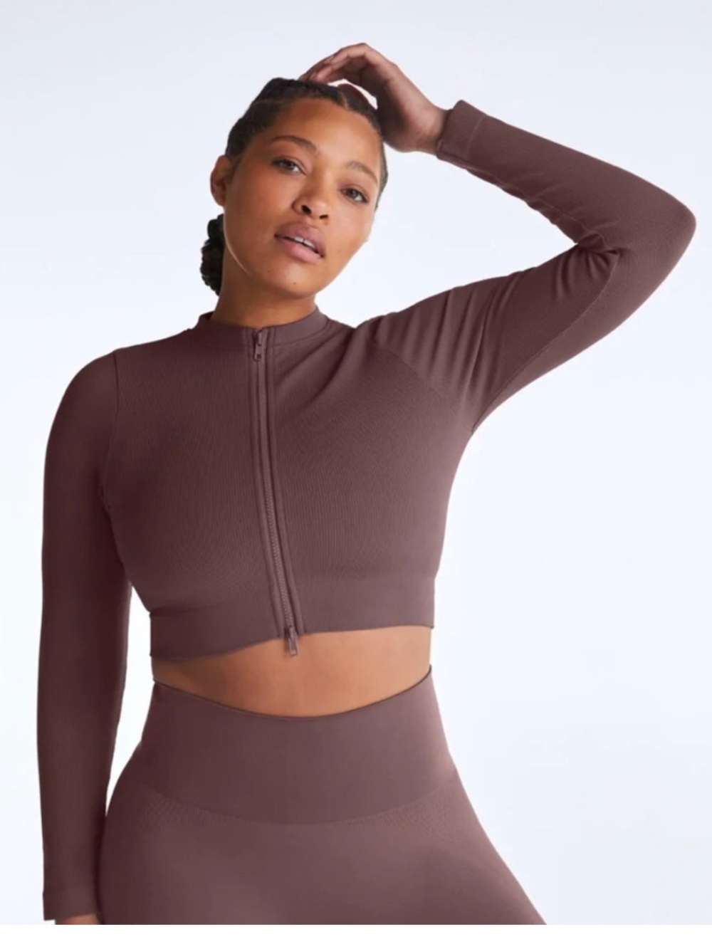 Set Active Full Zip Crop Jacket in Pepper Sz M